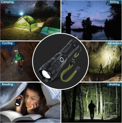 Rechargeable Zoom LED Flashlight USB Torch